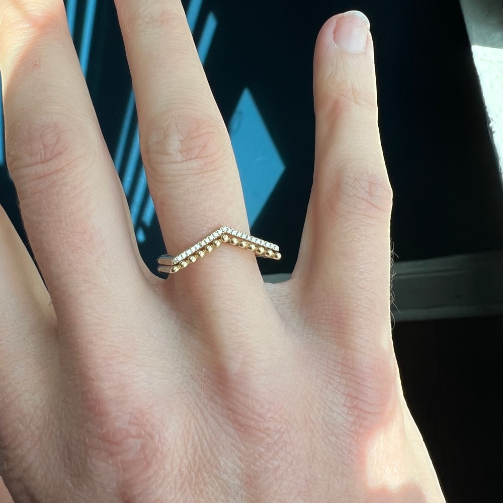 Solid Gold Chevron Stacker Set - image 8